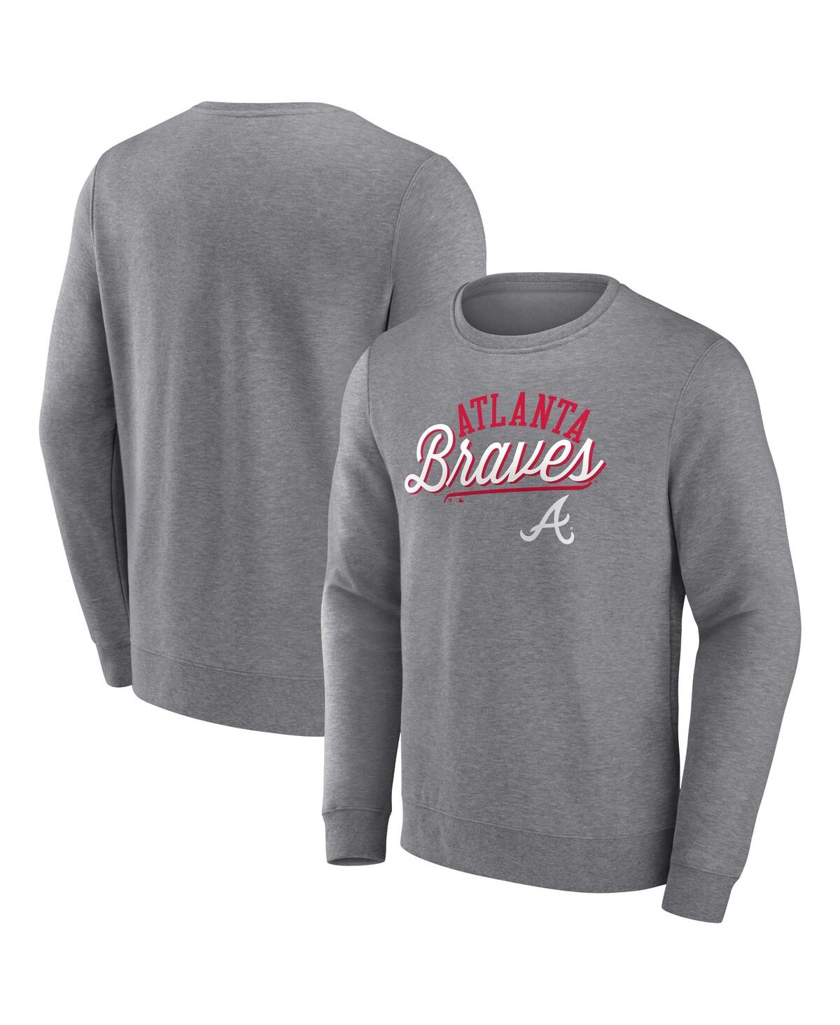 Fanatics Men's  Heather Gray Atlanta Braves Simplicity Pullover Sweatshirt