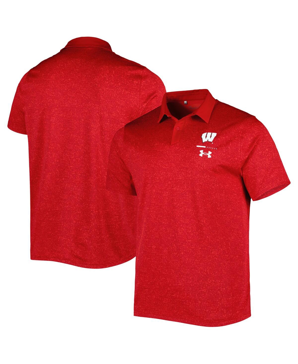 Shop Under Armour Men's  Red Wisconsin Badgers Static Performance Polo Shirt