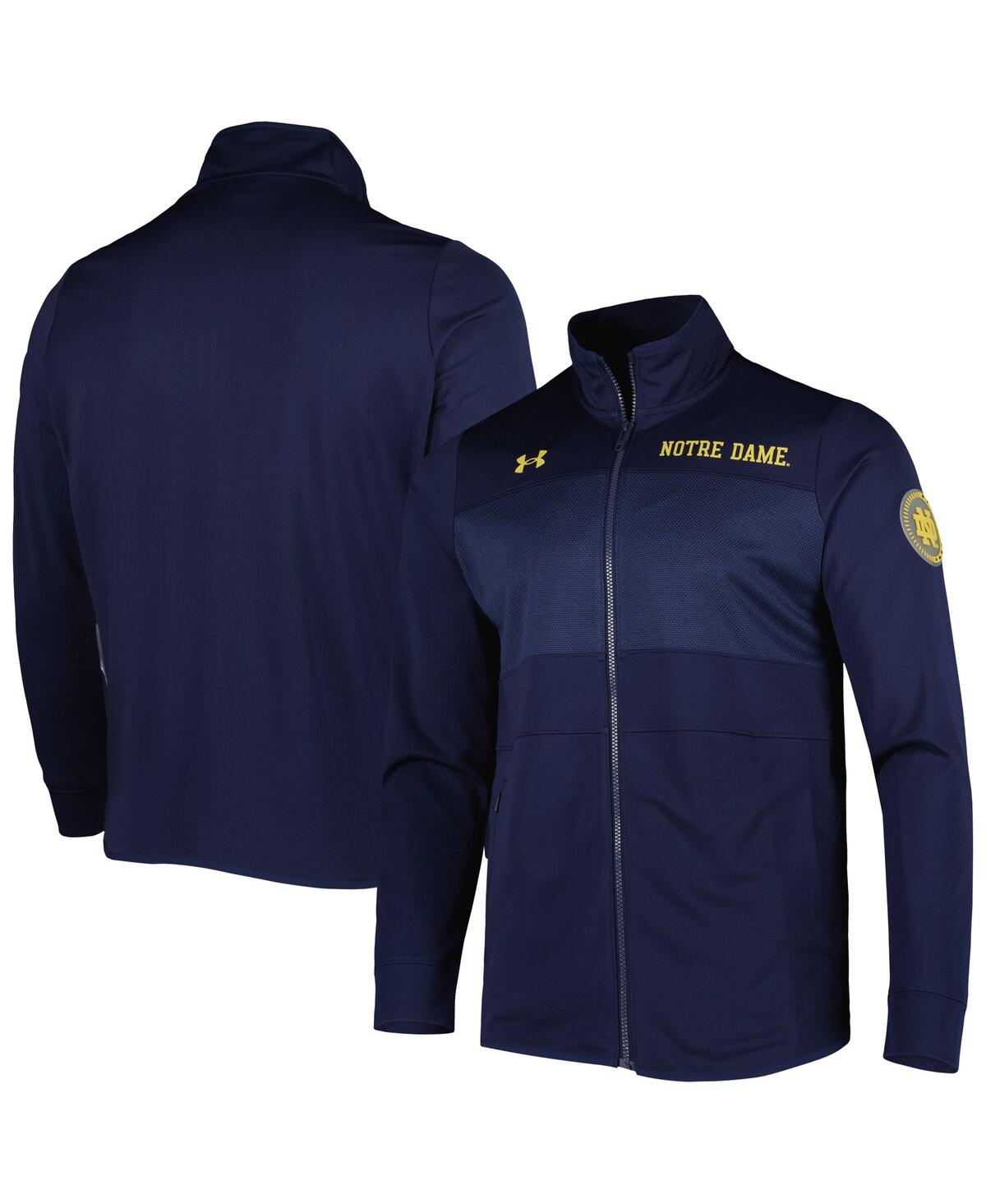 Men's Under Armour Navy Notre Dame Fighting Irish Knit Warm-Up Full-Zip Jacket - Navy