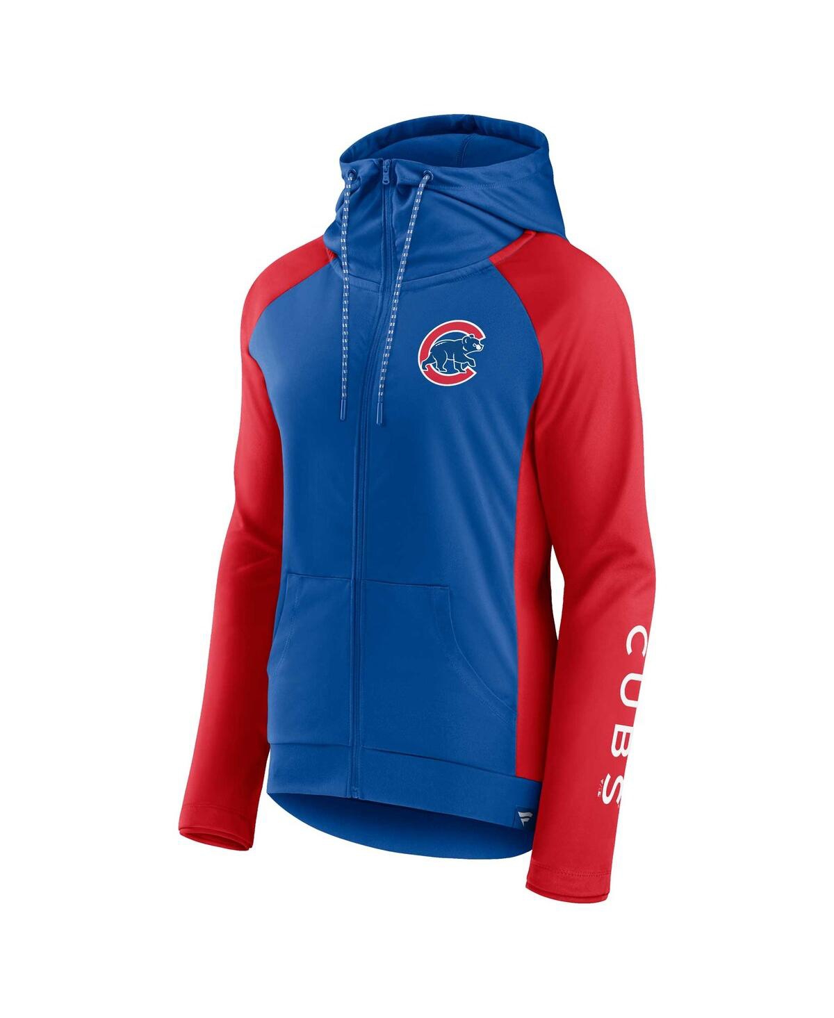 Shop Fanatics Women's  Royal, Red Chicago Cubs Iconic Raglan Full-zip Hoodie In Royal,red