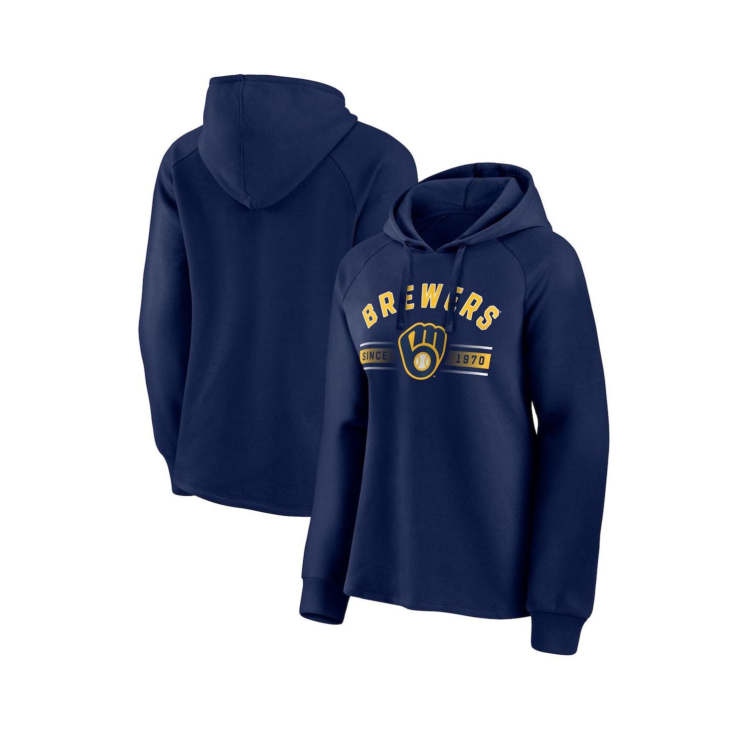 Women's Navy Milwaukee Brewers Perfect Play Raglan Pullover Hoodie