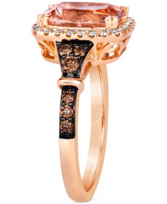 Peach Morganite (2-1/4 ct. t.w.) & Diamond (3/8 ct. t.w.) Halo Ring in 14k Rose Gold