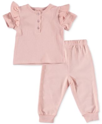 Chickpea - Baby Girls 2-Pc. Henley Jogger Set