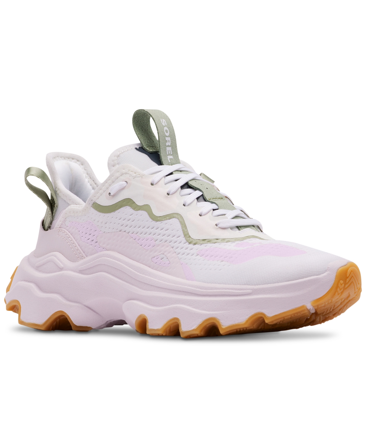 Sorel Kinetic Breakthru Tech Colorblock Sneakers In Bleached Ceramic/white