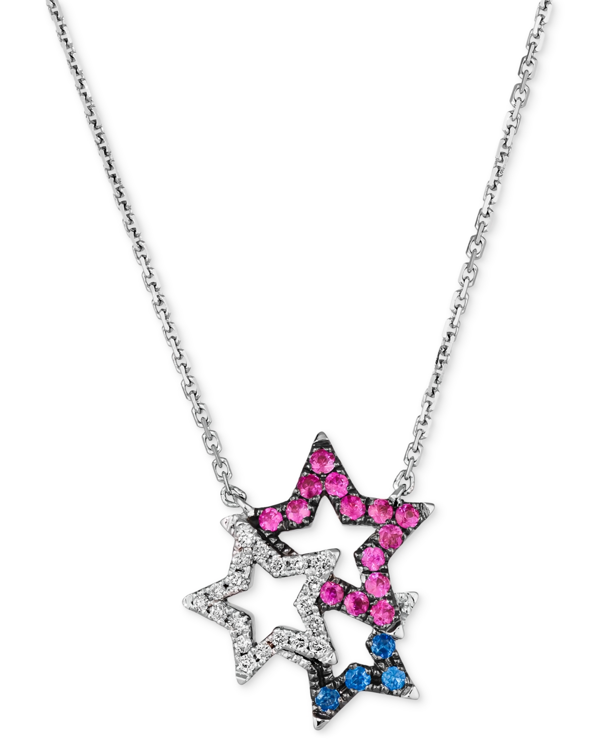 Le Vian Multi-gemstone (1/4 Ct. T.w.) & Vanilla Diamond (1/10 Ct. T.w.) Triple Star 18" Pendant Necklace In In No Color