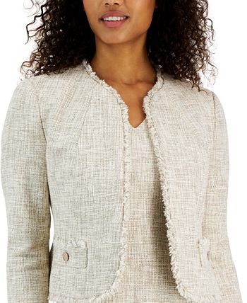 Anne klein tweed fringe jacket new arrivals