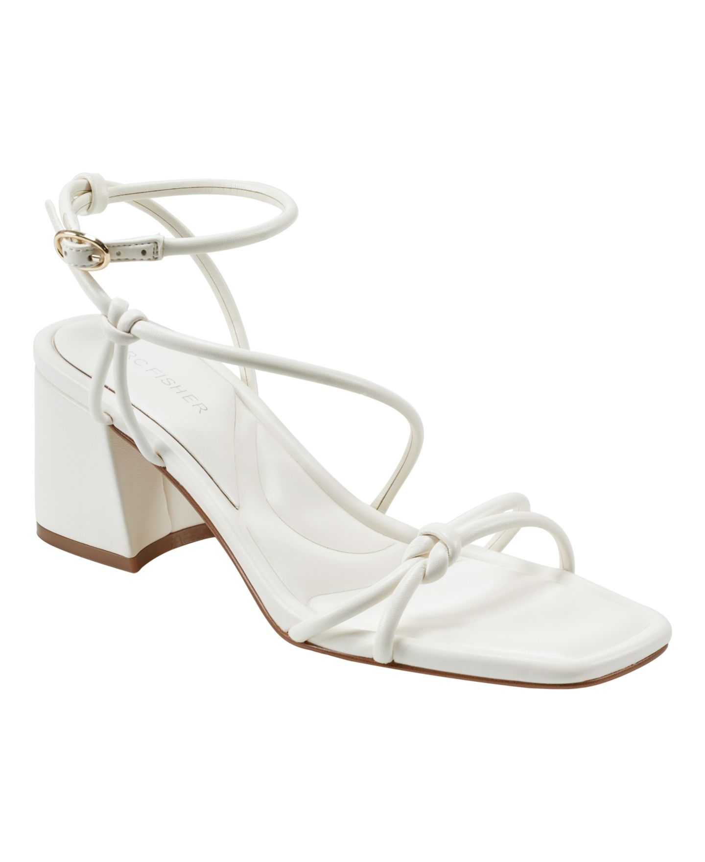 Женские сандалии Marc Fisher Gurion Strappy Block Heel Dress Sandals, цвет: Кремовый — фото 1