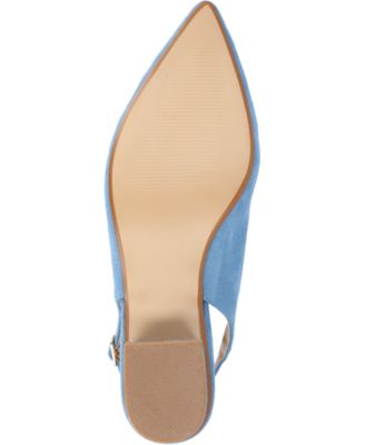 Journee Womens Sylvia Medium and Wide Width Sling Back Covered Block Heel Pumps