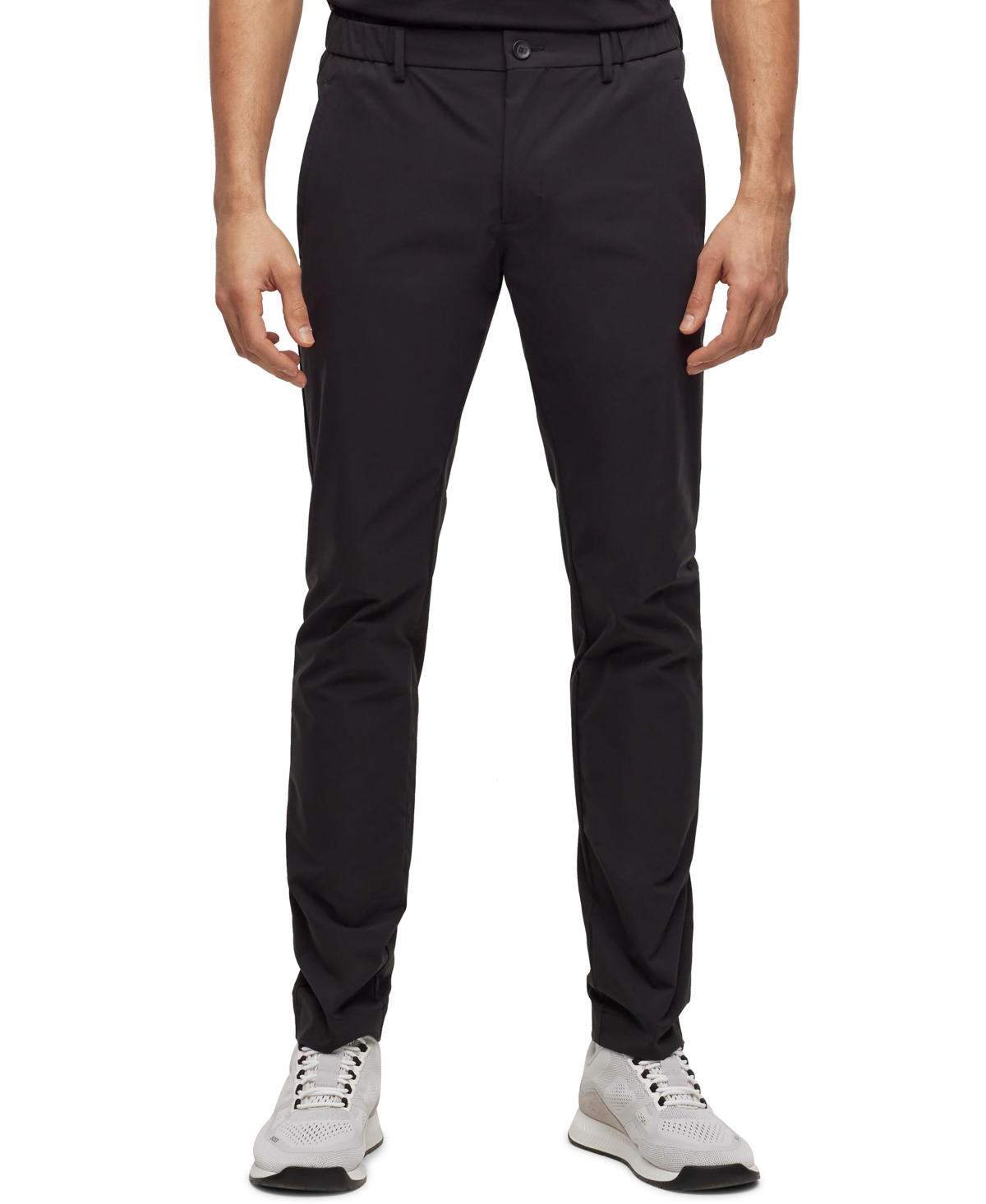 Hugo Boss Slim-fit Chinos In Water-repellent Stretch Fabric In Black