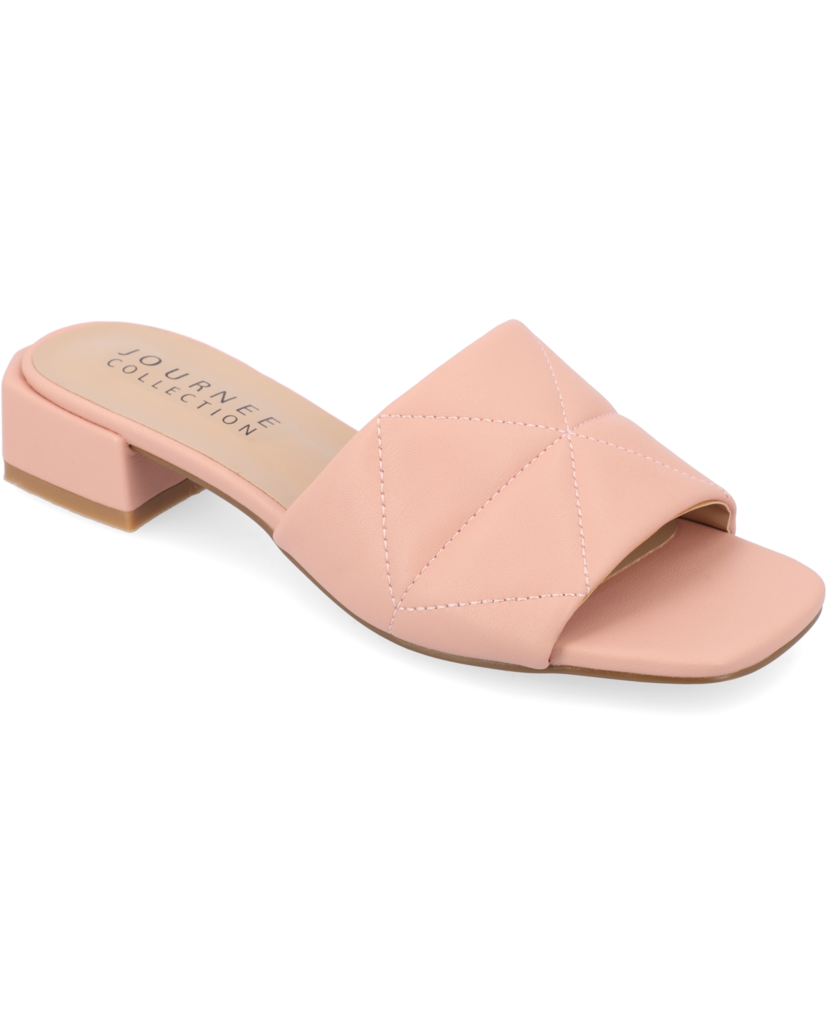 Journee Collection Elidia Quilted Slide Sandal In Blush