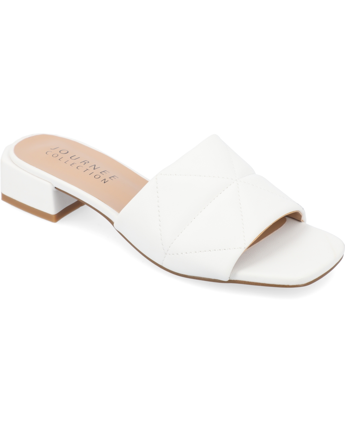 Journee Collection Elidia Quilted Slide Sandal In White