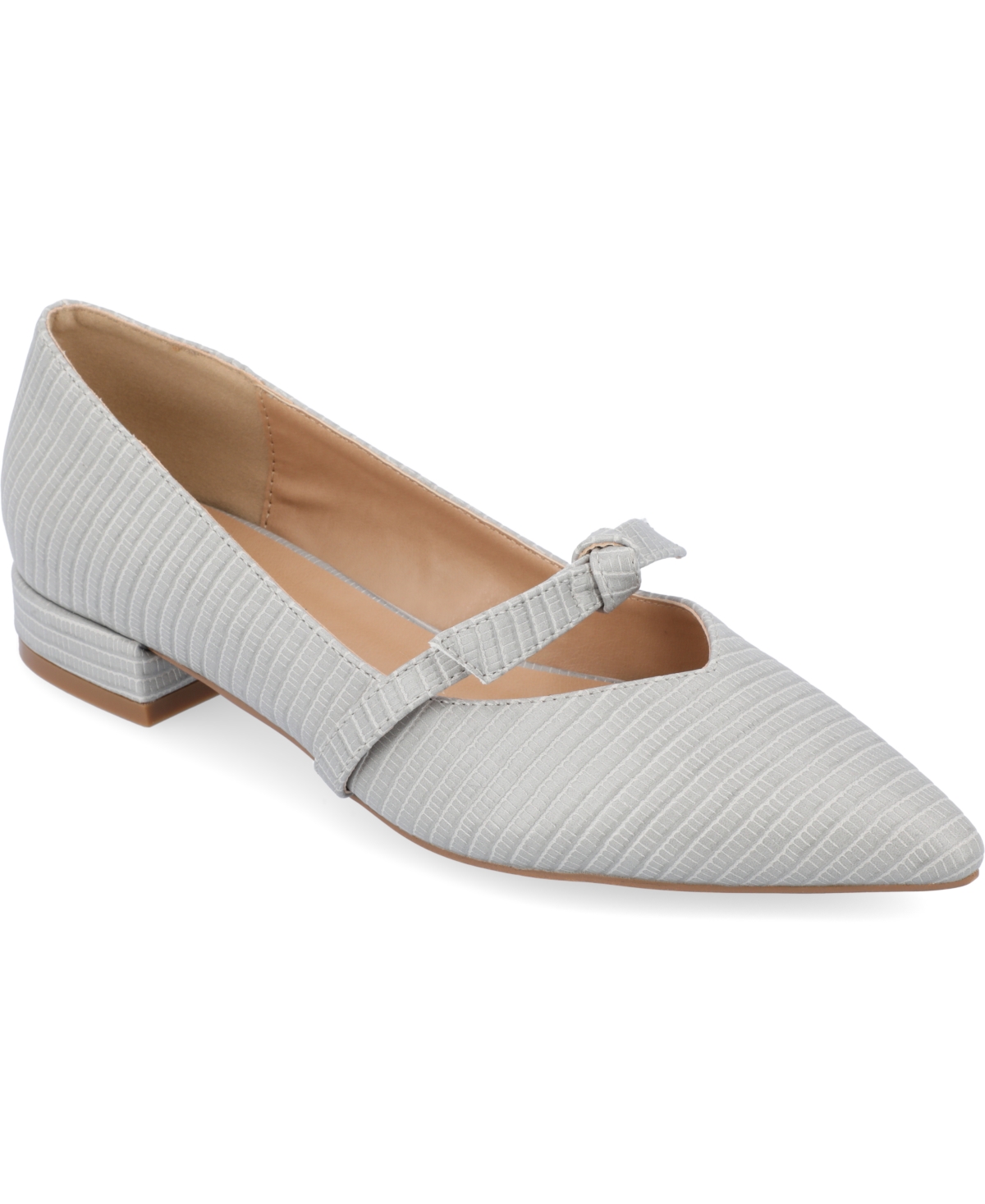 Shop Journee Collection Women's Cait Bow Mary Jane Pointed Toe Flats In Gray