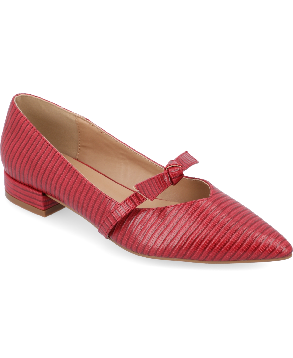Shop Journee Collection Women's Cait Bow Mary Jane Pointed Toe Flats In Red