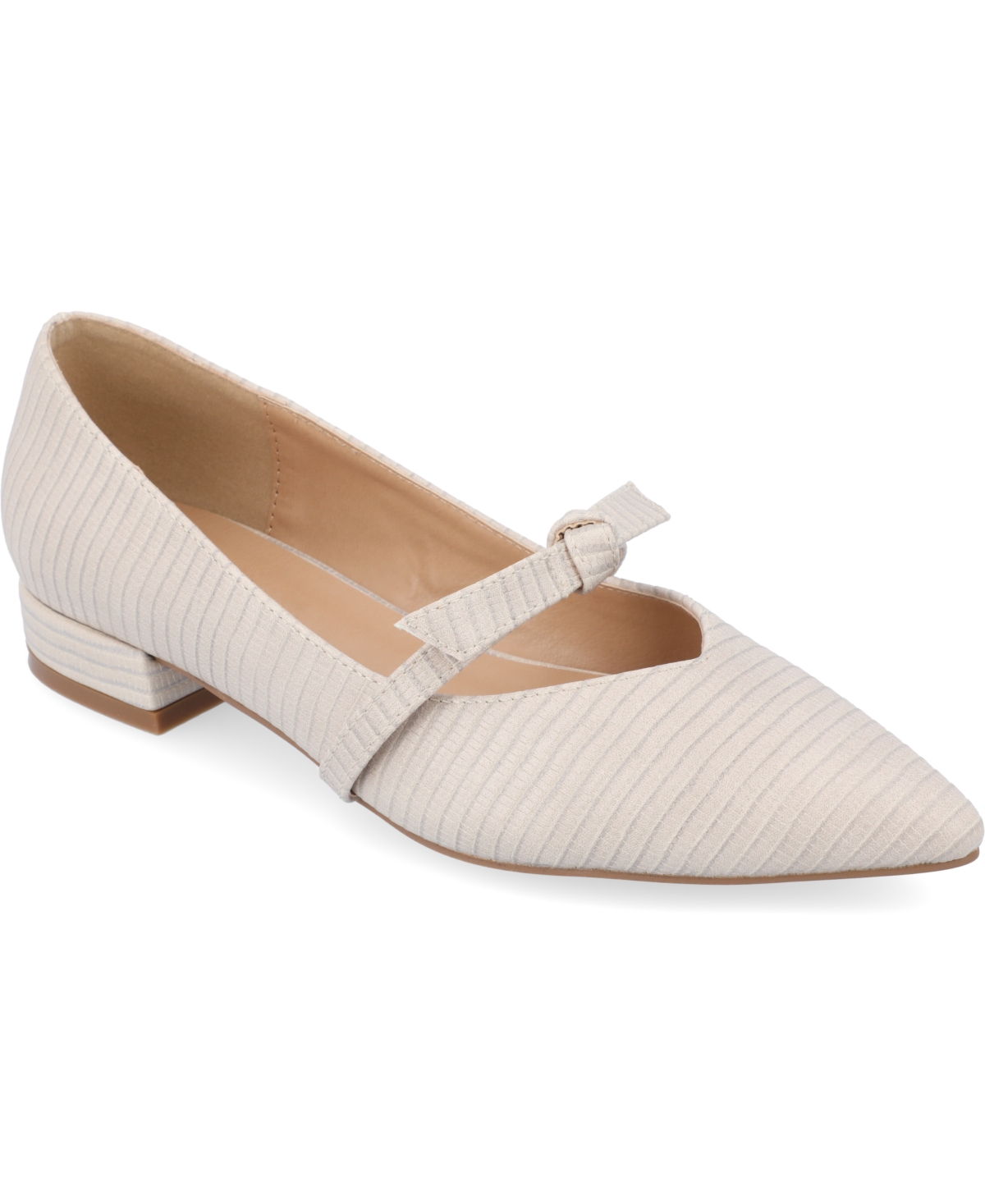 Journee Collection Women's Cait Bow Mary Jane Pointed Toe Flats In Taupe