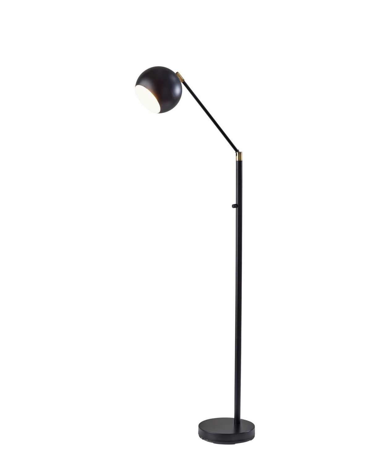 Adesso Ashbury Floor Lamp In Black With Antique-like Brass Accents