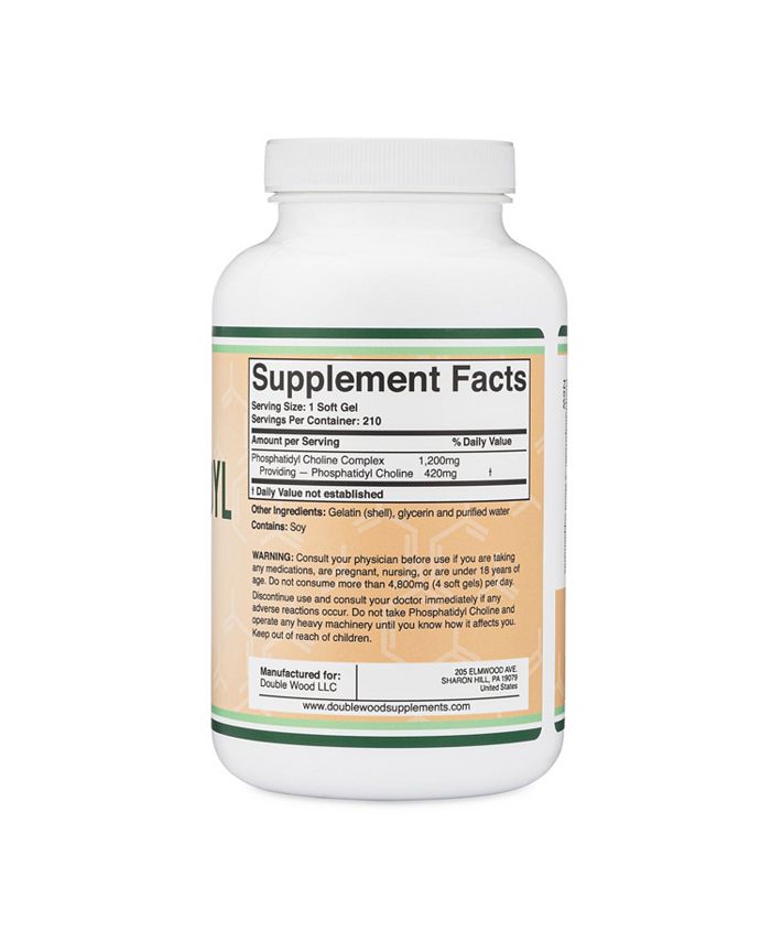 Double Wood Supplements Phosphatidylcholine - 210 x 1200 mg softgels ...