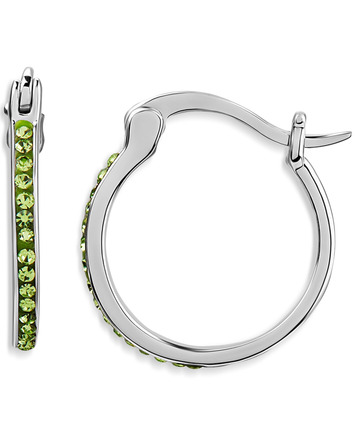 Giani Bernini Crystal Small Hoop Earrings, 0.59", Created For Macy's In Green