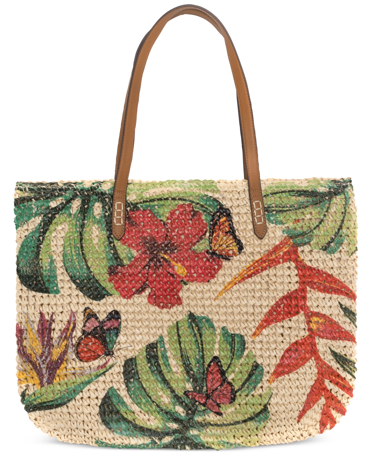 Inc International Concepts Natural Straw Large Tote Bag, Created For Macy's In Botanic