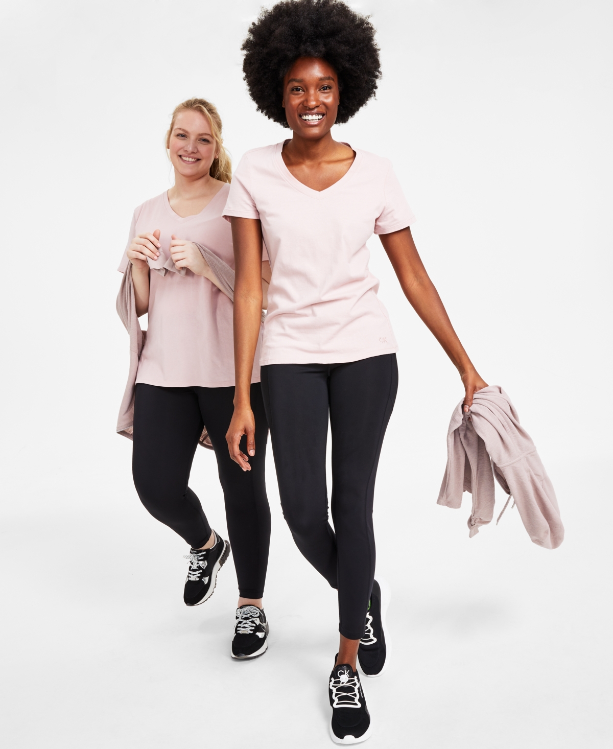 Shop Calvin Klein Performance Embroidered V-neck Logo T-shirt In Secret