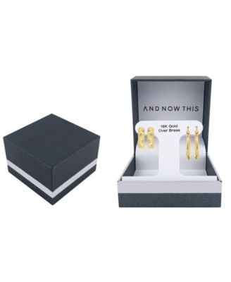 Gold Plated Crystal Stone Duo Hoop Set Earrings