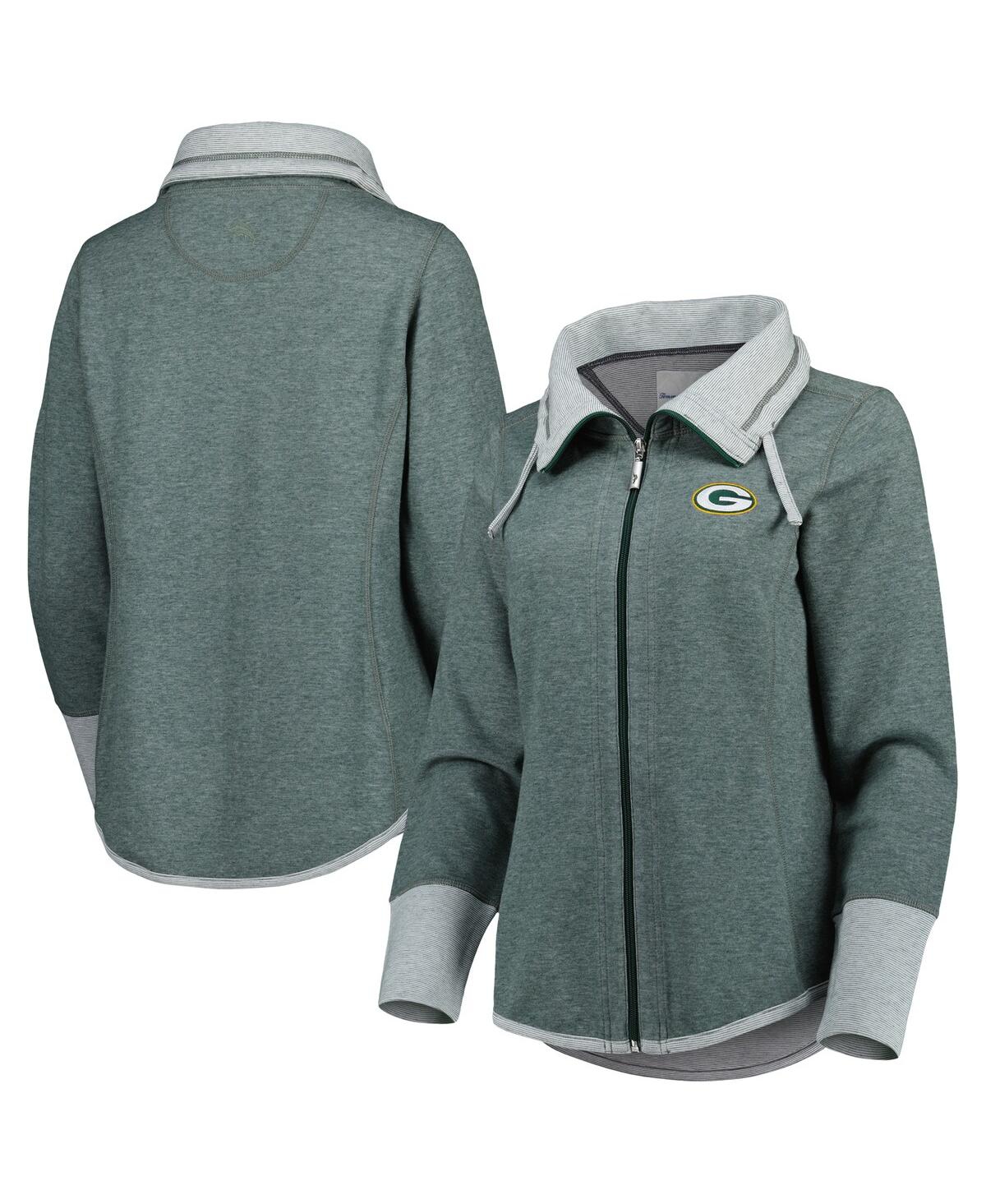Shop Tommy Bahama Women's  Heathered Green Green Bay Packers Sport Sun Fade Full-zip Sweatshirt