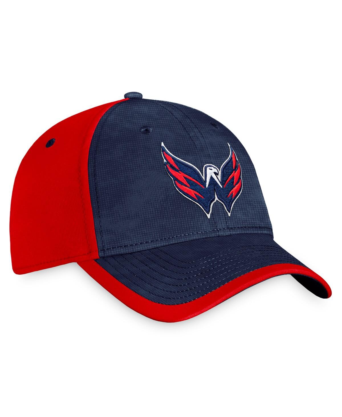 Shop Fanatics Men's  Navy, Red Washington Capitals Authentic Pro Rink Camo Flex Hat In Navy,red