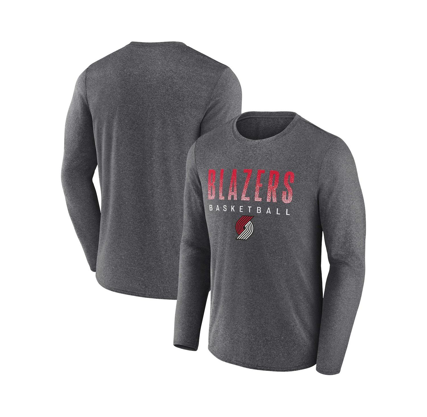 Men's Heathered Charcoal Portland Trail Blazers Where Legends Play Iconic Practice Long Sleeve T-shirt
