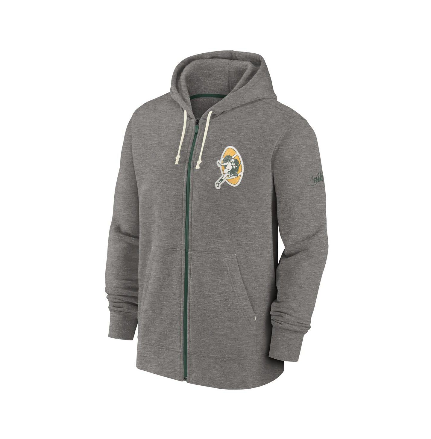 Мужское худи Nike Heather Charcoal Green Bay Packers Historic Lifestyle Full-Zip — фото 3
