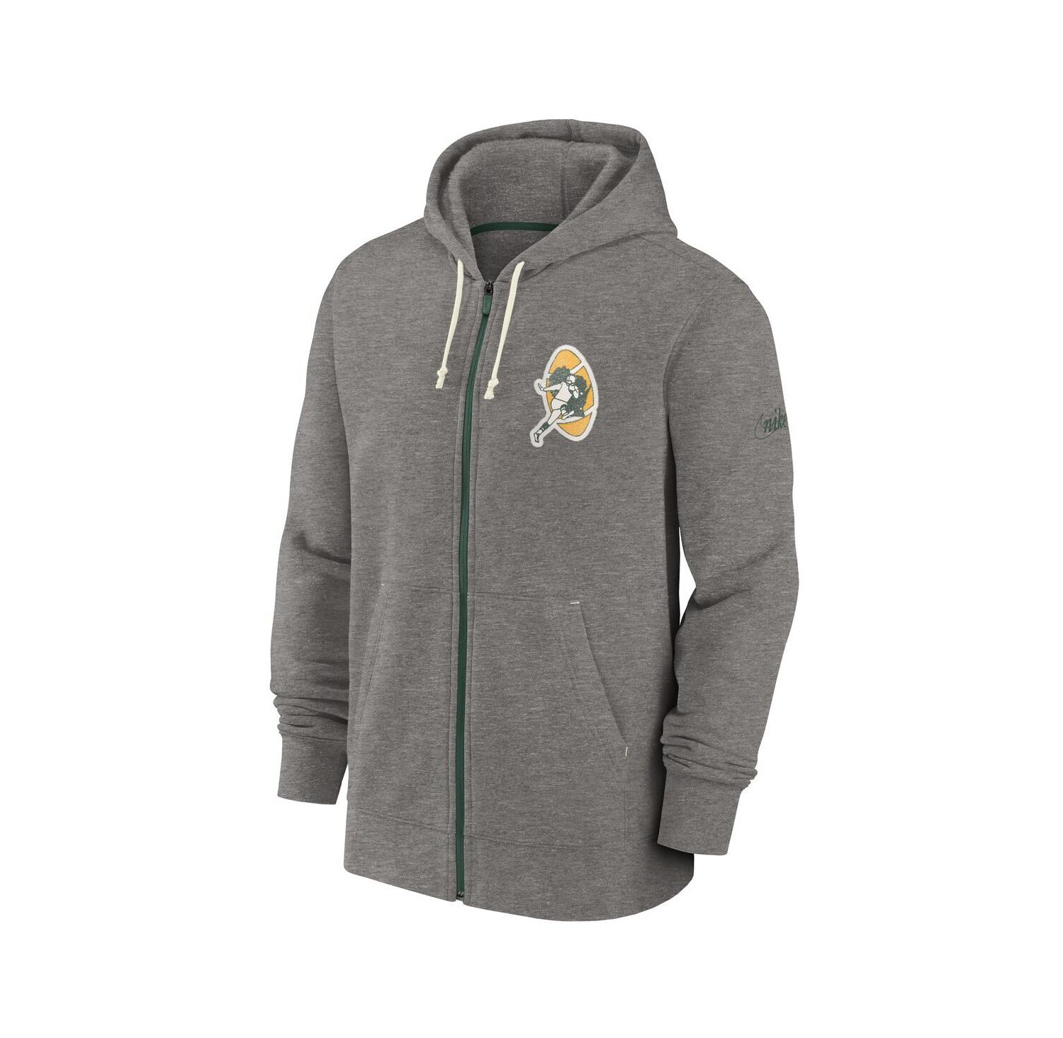 Men's Heather Charcoal Green Bay Packers Historic Lifestyle Full-Zip Hoodie