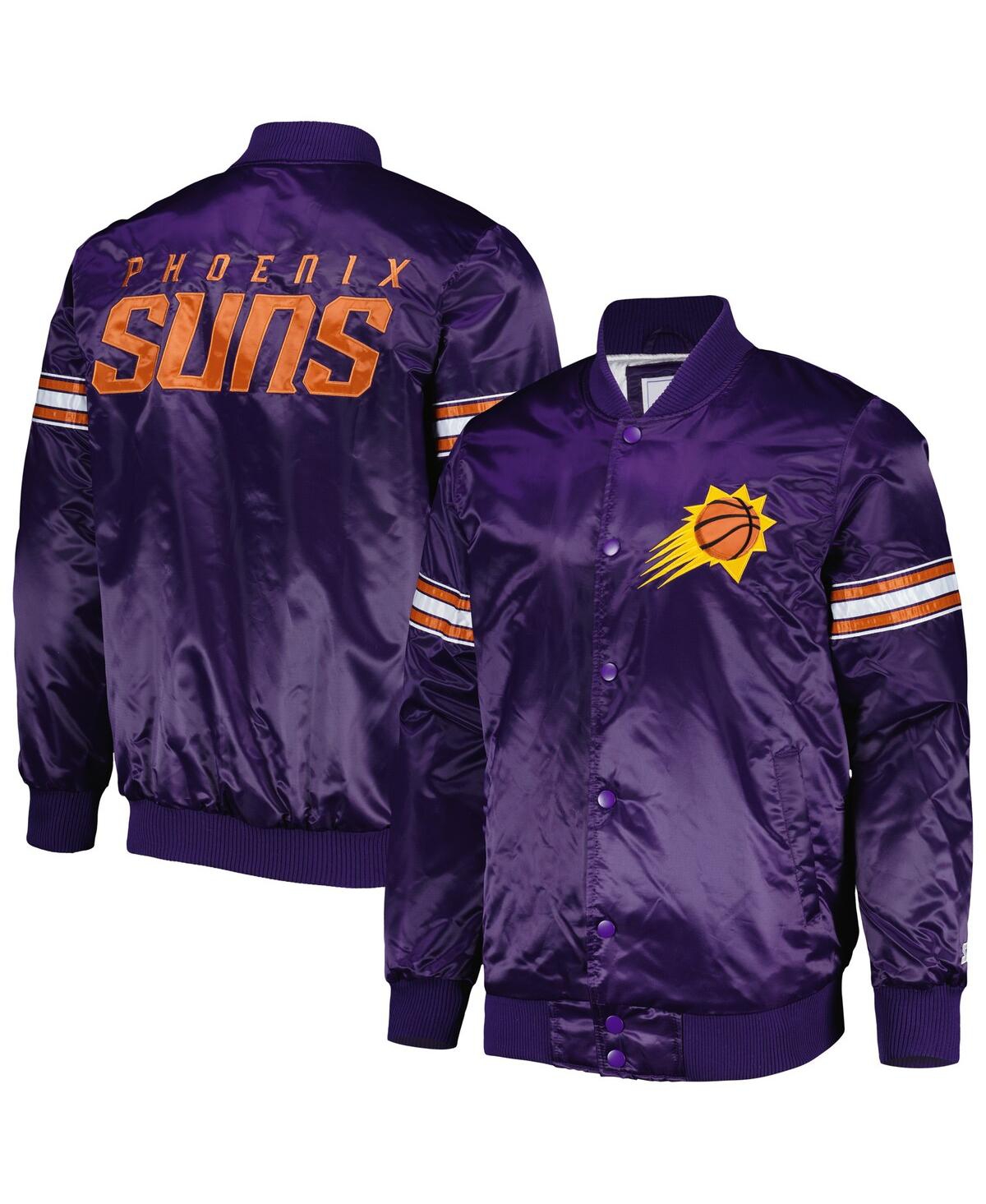 Starter Men's  Purple Phoenix Suns Pick And Roll Satin Full-snap Varsity Jacket In Purple