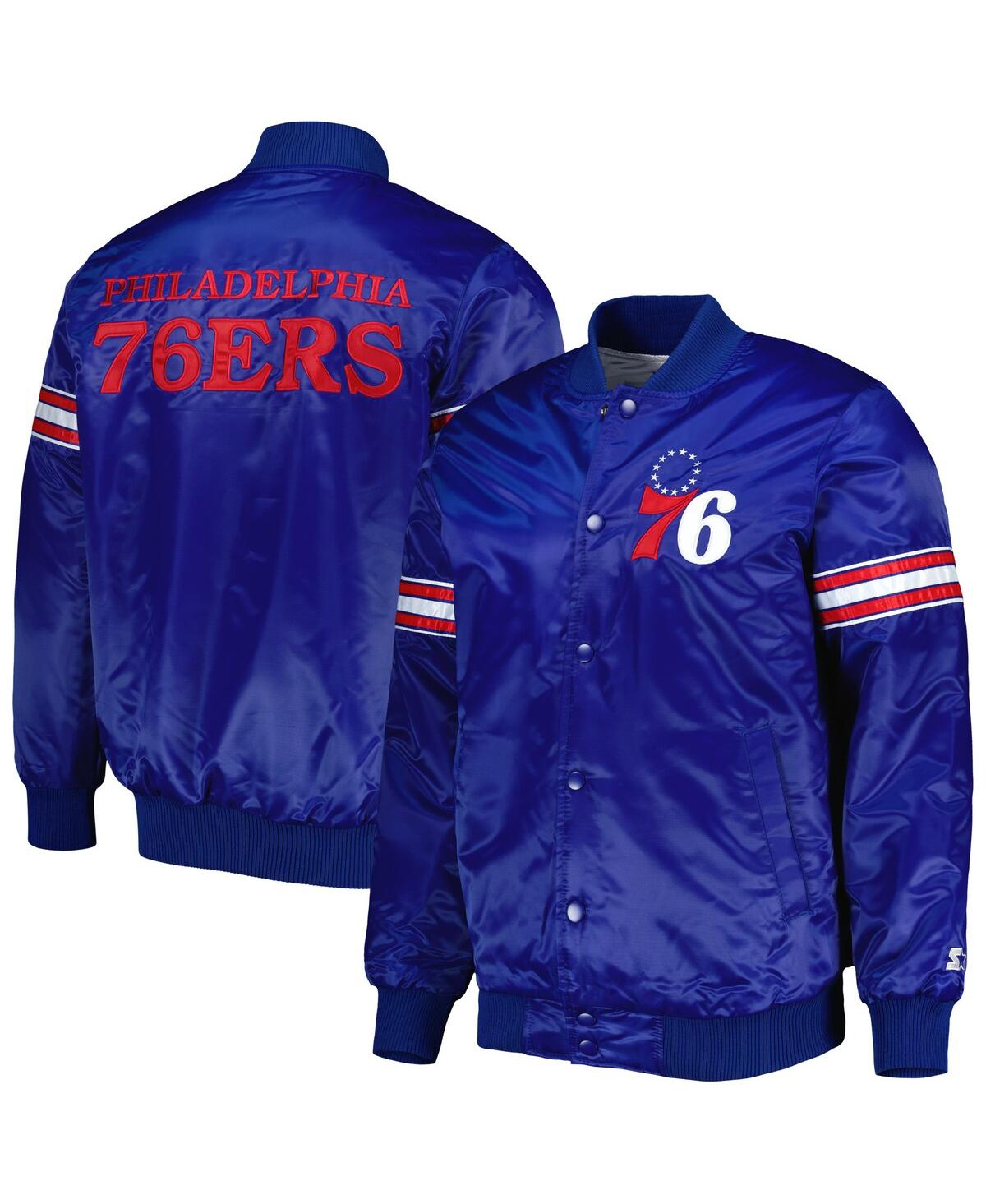 Starter Men's  Royal Philadelphia 76ers Pick And Roll Satin Full-snap Varsity Jacket In Royal