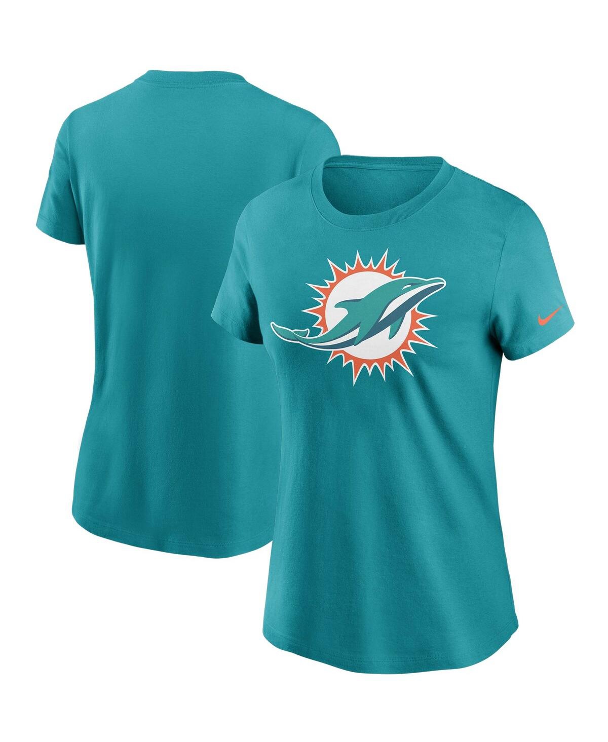 Nike Women's Aqua Miami Dolphins Primary Logo T-shirt In Aqua