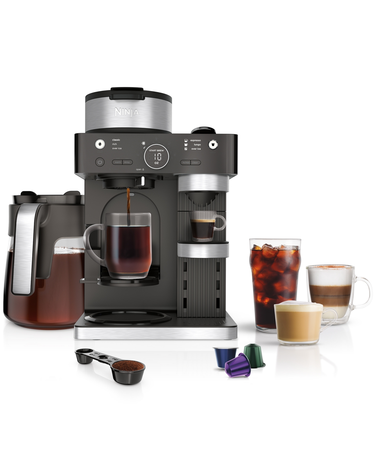Shop Ninja Cfn601 Espresso & Coffee Barista System, Single-serve Coffee & Nespresso Capsule Compatible In Black