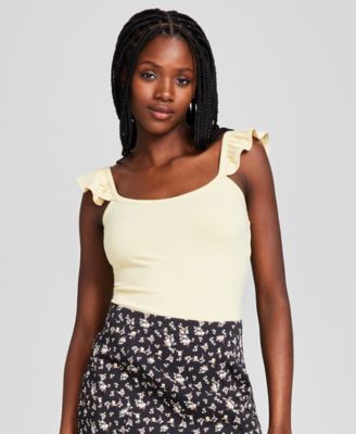 And Now This - Women's Ribbed Ruffled Bodysuit