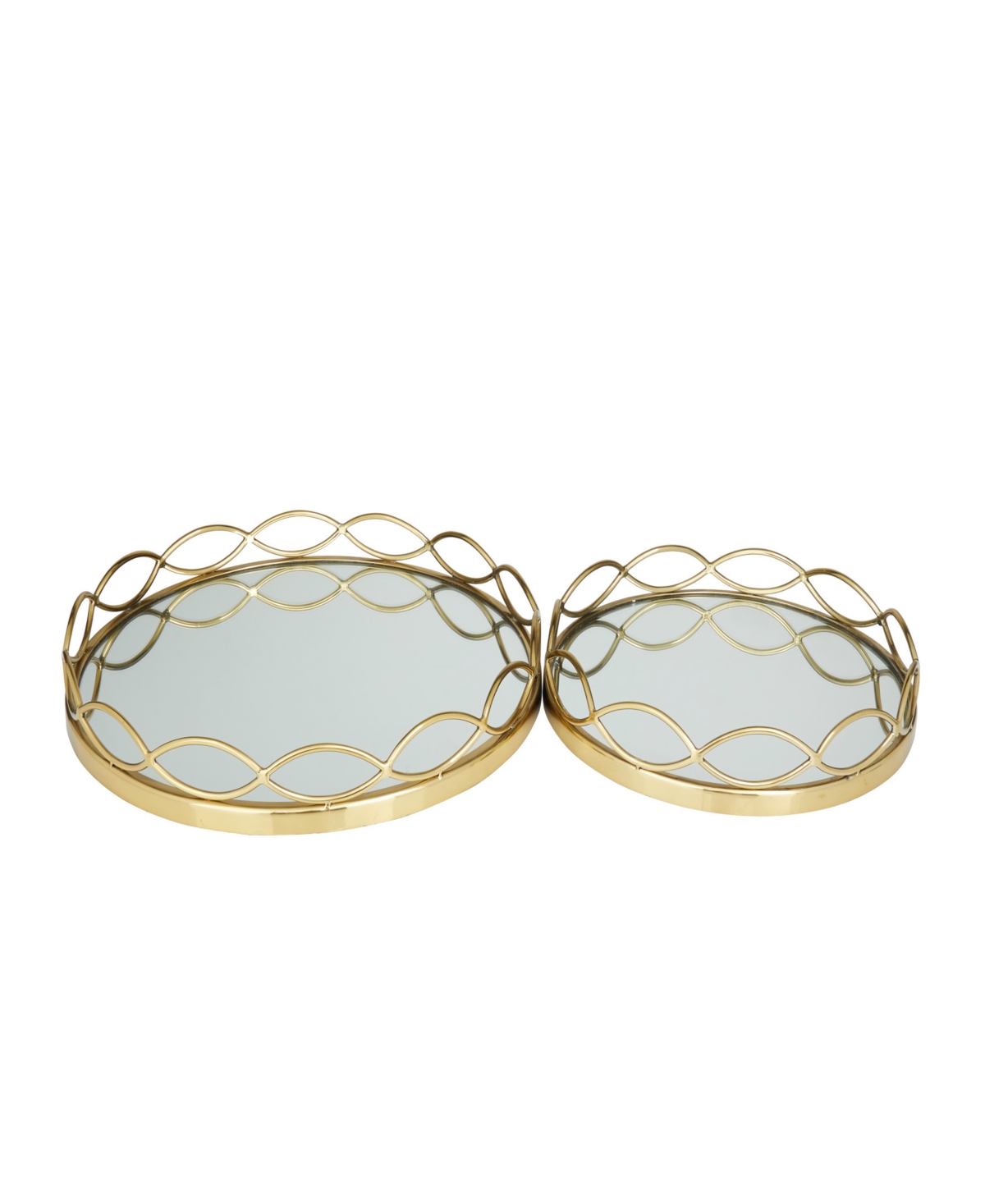 Rosemary Lane Stainless Steel Mirrored Tray, Set of 2, 18
