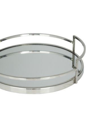 The Novogratz Silver Stainless Steel Metal  Mirrored Tray, Set of 2