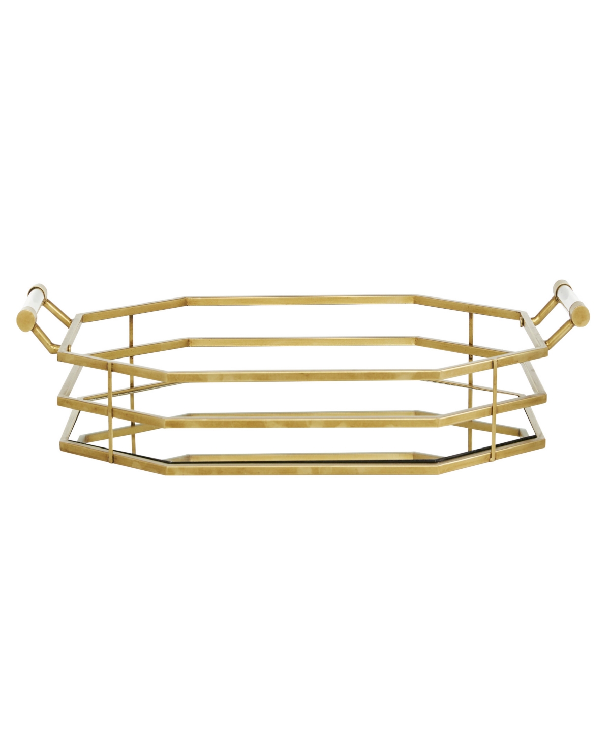Cosmoliving By Cosmopolitan Metal Mirrored Tray, 27" X 16" X 6" In Gold