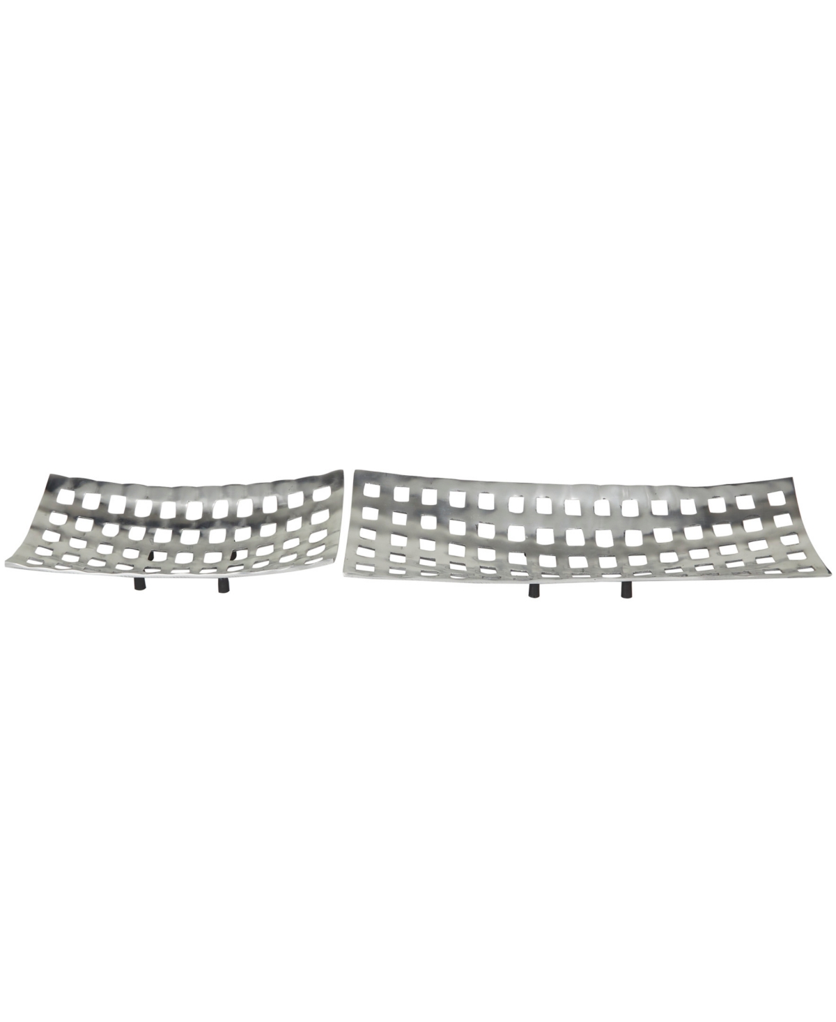 Rosemary Lane Aluminum Tray With Grid Design, Set Of 2, 24", 16" W In Silver