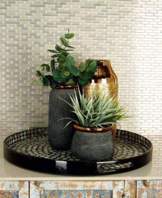 Mother of Pearl Handmade Tray with Slot Handles, 24" x 24" x 3"