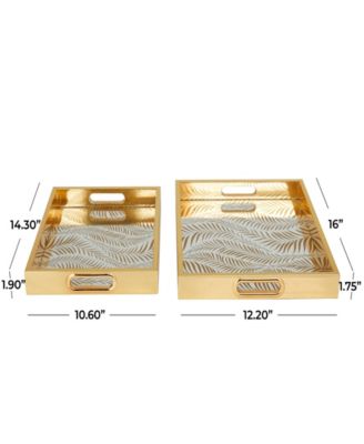 Plastic Mirrored Geometric Tray, Set of 2, 16", 14" W