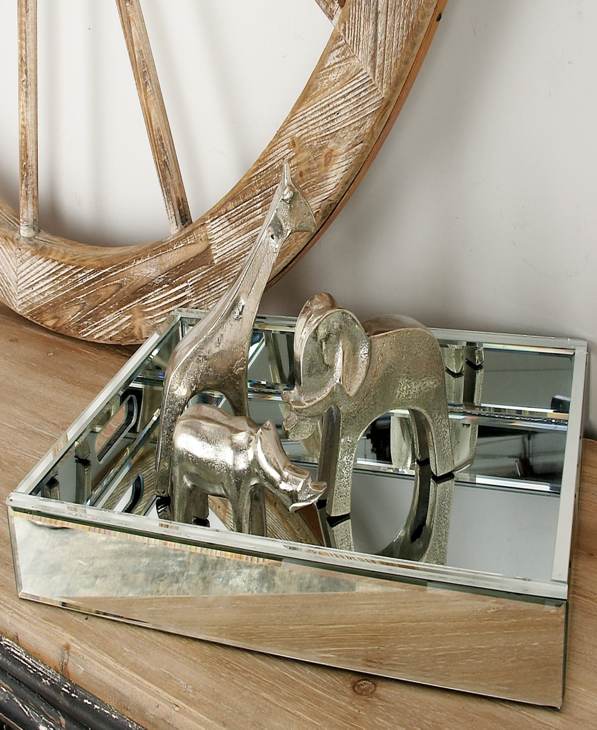 Rosemary Lane Wood Mirrored Tray, 18