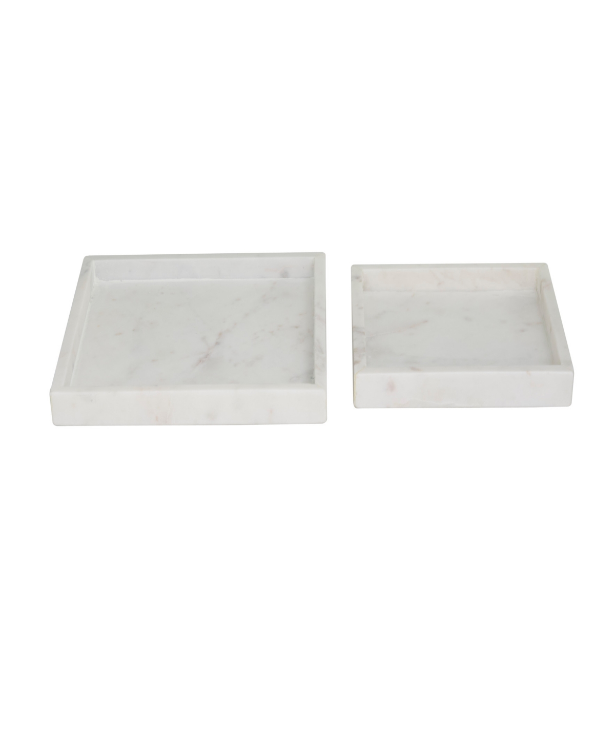 Rosemary Lane Marble Tray With Raised Border, Set Of 2, 10", 8" W In White