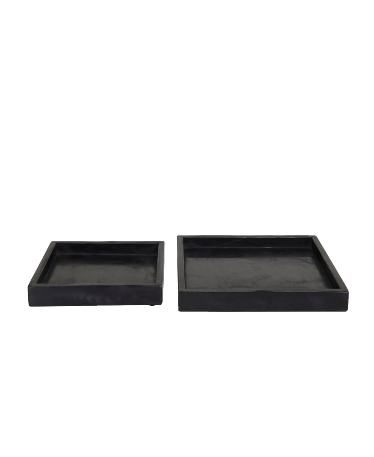 Rosemary Lane Marble Tray With Raised Border, Set Of 2, 10", 8" W In Black