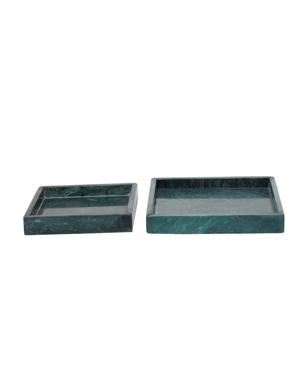 Rosemary Lane Marble Tray With Raised Border, Set Of 2, 10", 8" W In Green
