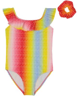 Tommy Hilfiger Big Girls One Piece Logo Print Ombre Swimsuit and Scrunchie 2 Piece Set Macy s