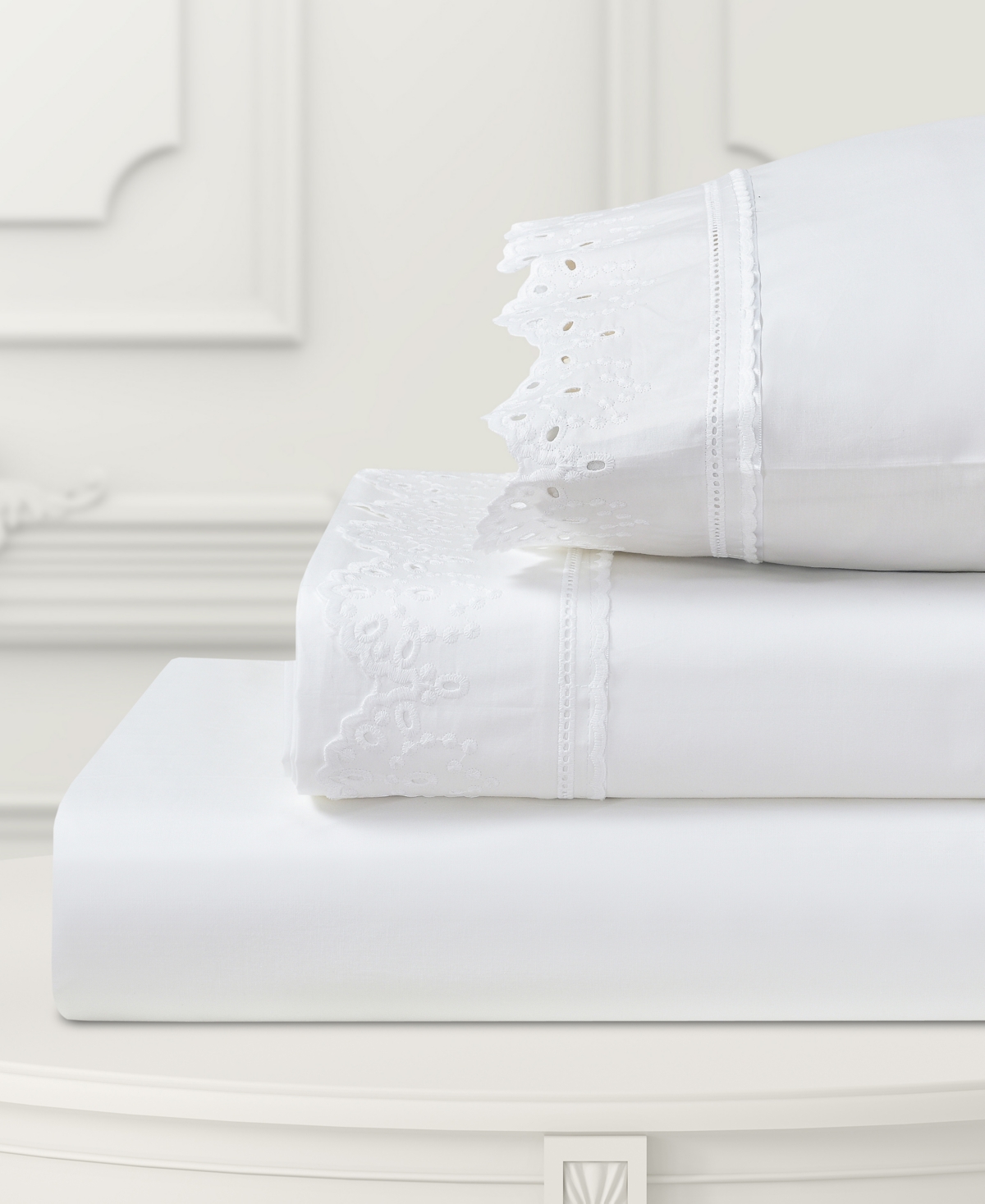 Piper & Wright Eyelet 4-pc. Sheet Set, Queen In White
