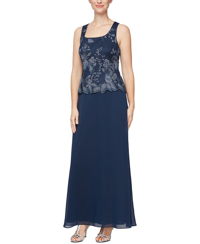 Alex Evenings Women's Floral-Embroidered Jacket & Gown - Macy's