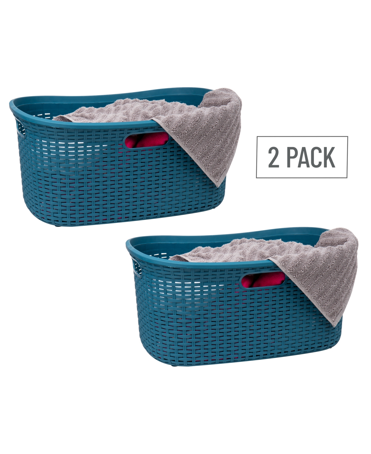 Shop Mind Reader Basket Collection Laundry Basket, Cut Out Handles, Ventilated, Set Of 2 In Blue