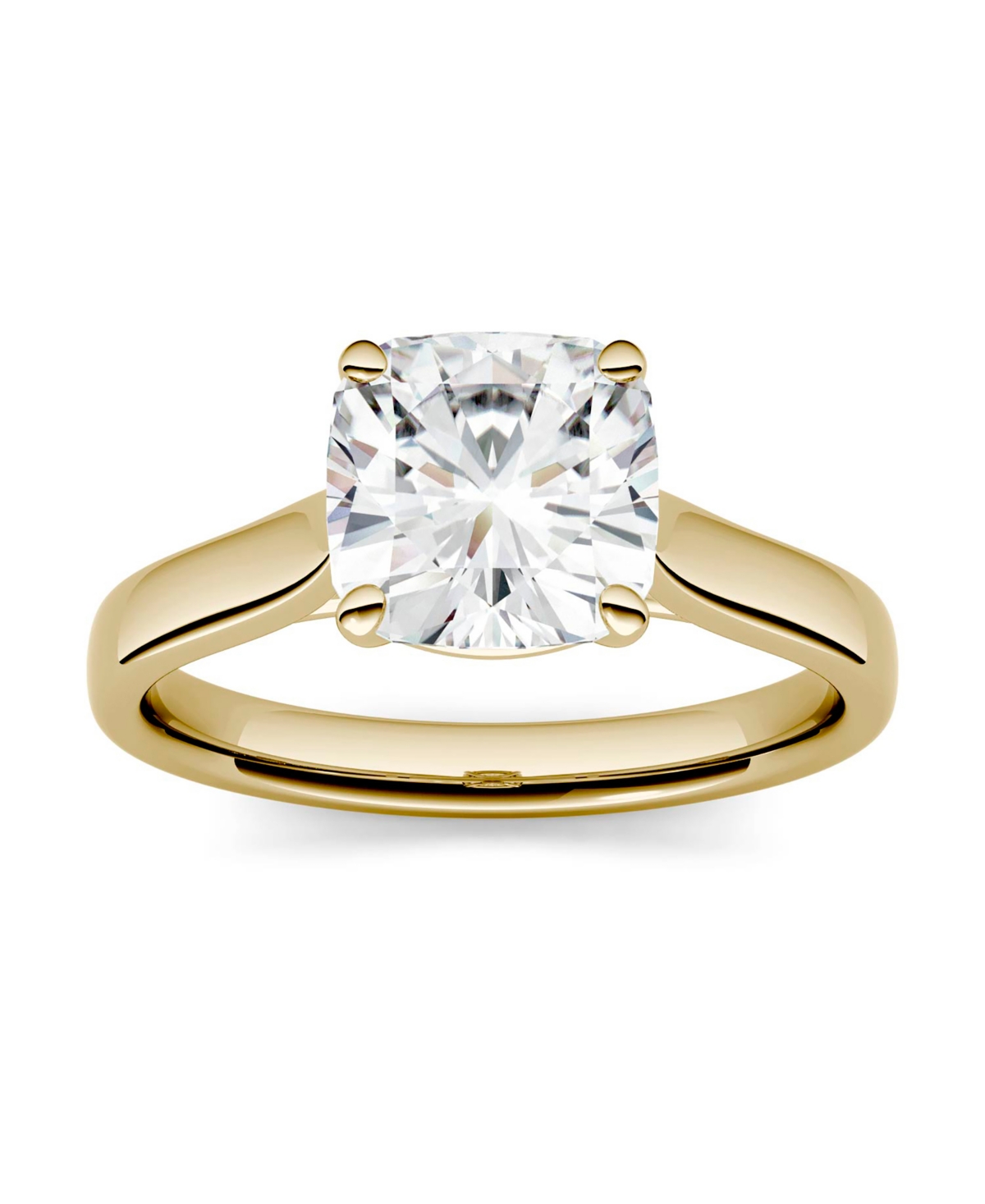 Charles & Colvard Moissanite Cushion Cut Solitaire Ring (2 ct. t.w. Diamond Equivalent) in 14k White or Yellow- Gold