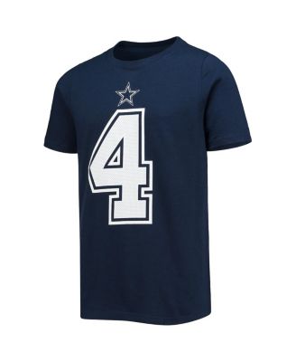 Youth Boys and Girls Dak Prescott Navy Dallas Cowboys Team Player Name and Number T-shirt